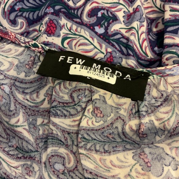 Few Moda Maxi Dress L Blue White Mint Magenta Floral Paisley V-Neck Long Sleeve - Picture 13 of 13